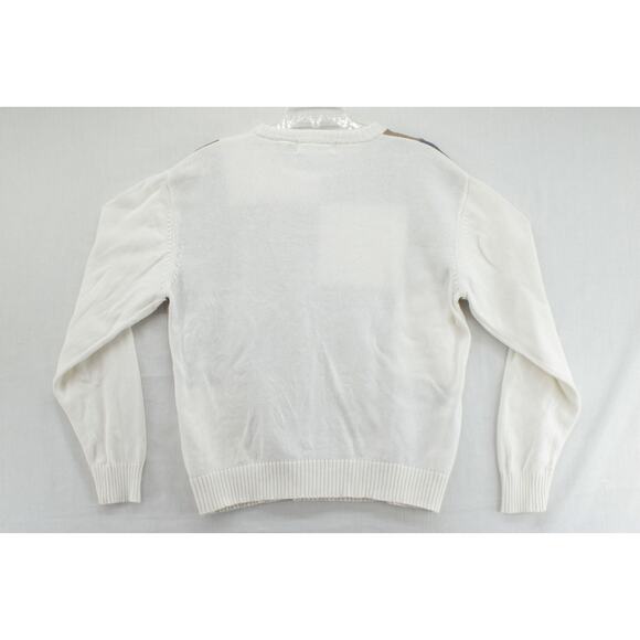 Oscar De La Renta Sweater Men's XL Beige Gray Brown Patchwork Check Preppy - Picture 6 of 7